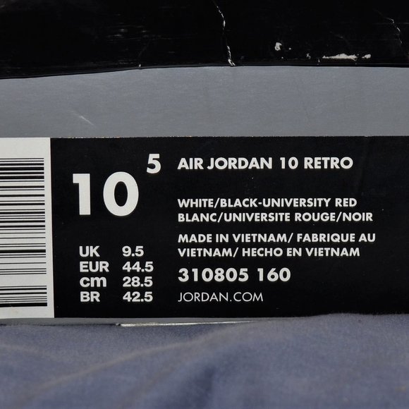 Mens Air Jordan 10 Red and Blue Retro Size 10.5 model:310805-160 - Picture 5 of 7